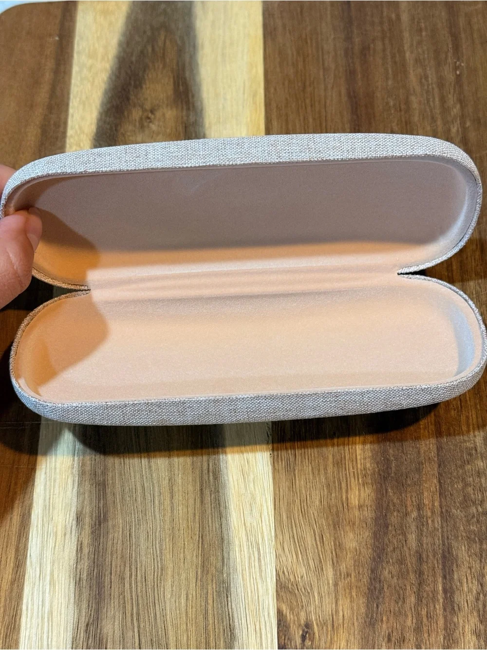 Neutral/ light pink Linen Eyewear Case